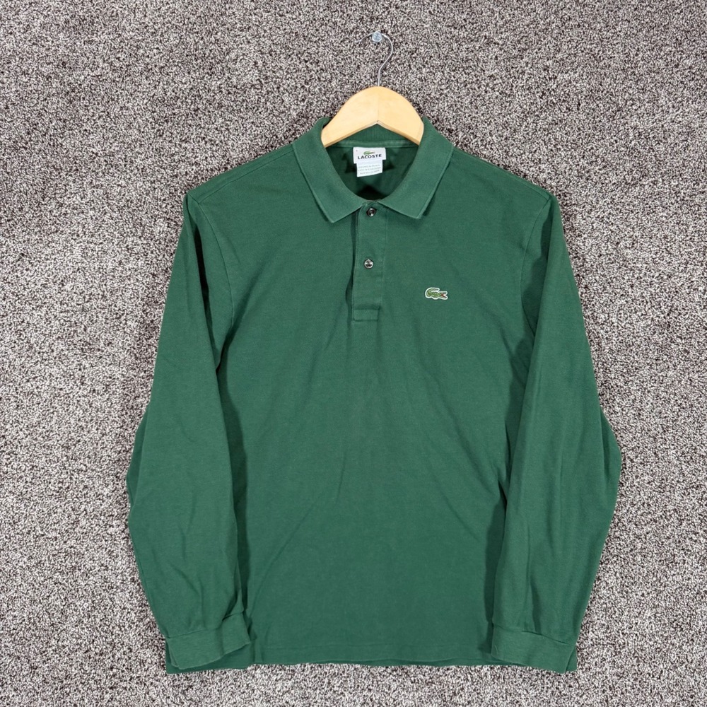 Lacoste Polo Shirt Mens 5(L) Green Cotton Long Sleeve Crocodile Logo